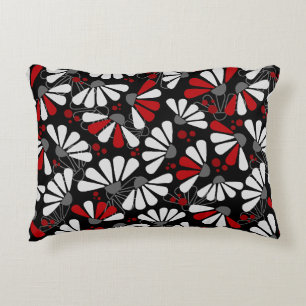 Coneflower Confetti on Black Decorative Cushion