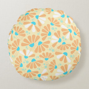 Coneflower Confetti on Eggshell Round Cushion