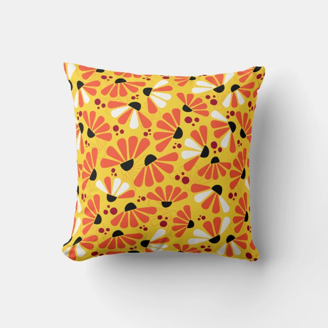 Coneflower Confetti on Lemon Yellow Cushion (Front)