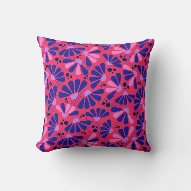 Coneflower Confetti on Raspberry Cushion (Front)