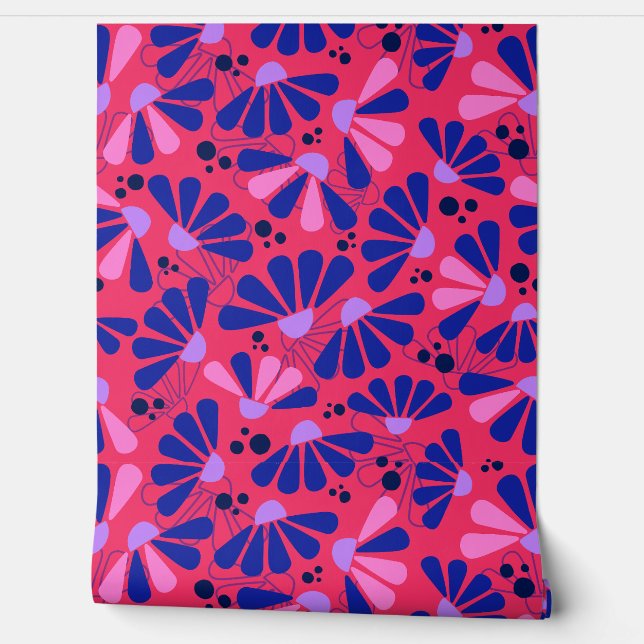 Coneflower Confetti on Raspberry Wallpaper (Unrolling)