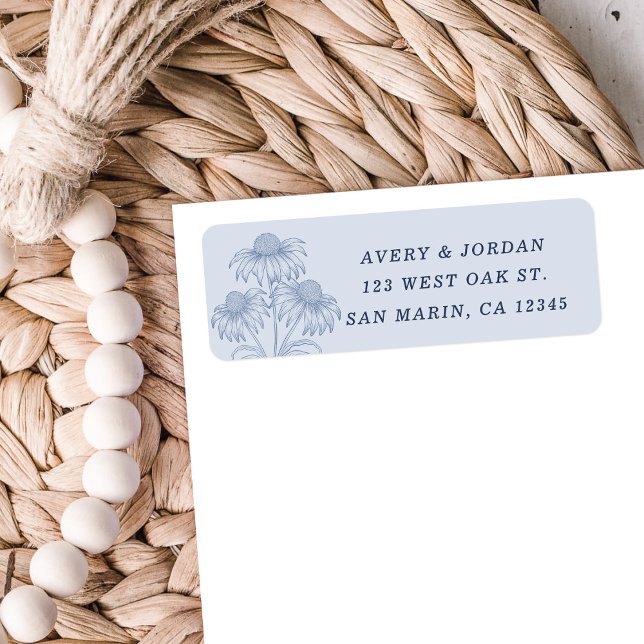 Coneflower Dusty Blue Wedding Return Address  (Creator Uploaded)