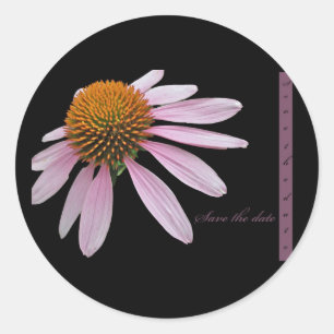 Coneflower Save the Date Classic Round Sticker