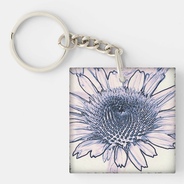 Coneflower Sketch Acrylic Keychain (Front)