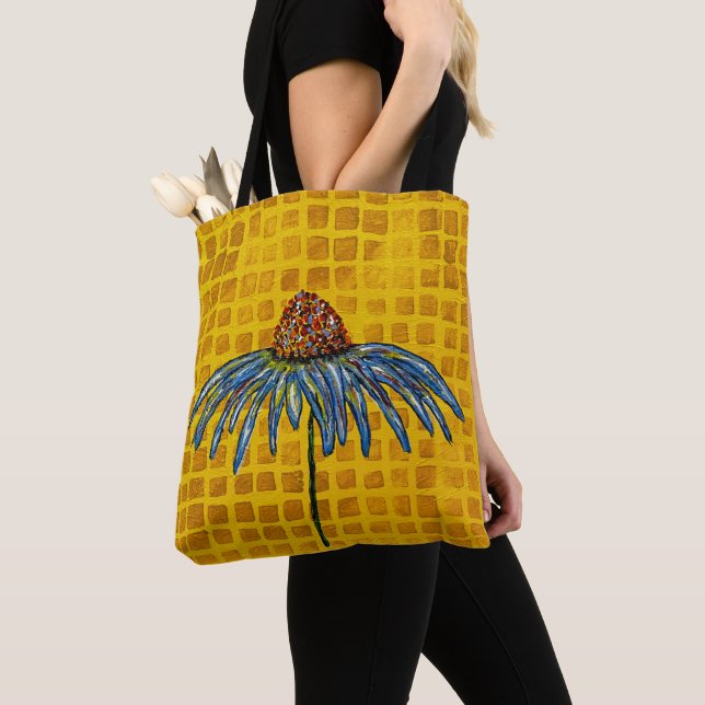 coneflower yellow tote bag (Close Up)