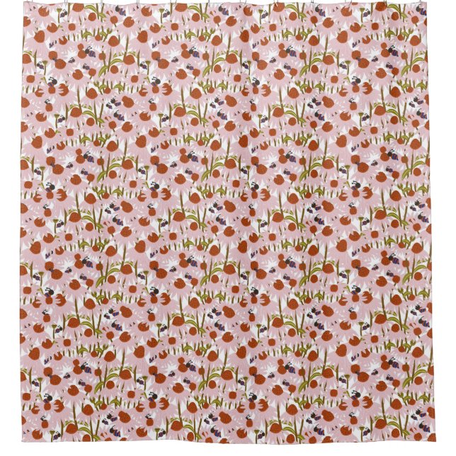 Coneflowers and Bees  Shower Curtain (Front)
