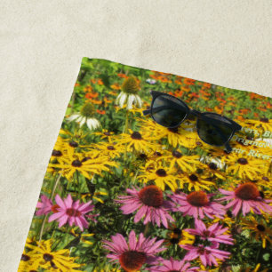 Coneflowers, Black Eyed Susans, Echinacea Beach Towel