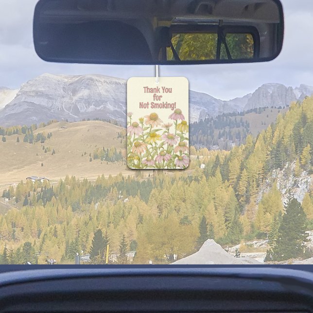 Coneflowers Botanical Watercolor Art Personalised Car Air Freshener (Personalized Pastel Watercolor Botanical Floral Coneflowers Design Air Freshener for Car or Home)