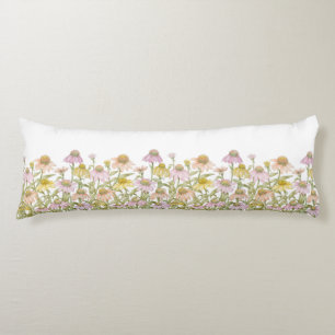 Coneflowers Floral Botanical Art Watercolor Body Cushion
