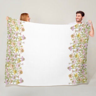 Coneflowers Floral Botanical Art Watercolor Large Fleece Blanket