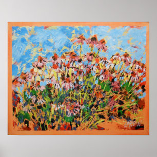 Coneflowers Painting / Artist Larry Lerew Poster
