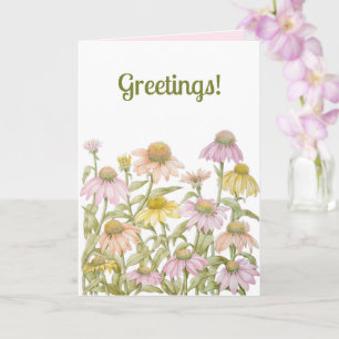Coneflowers Watercolor Botanical Art Card