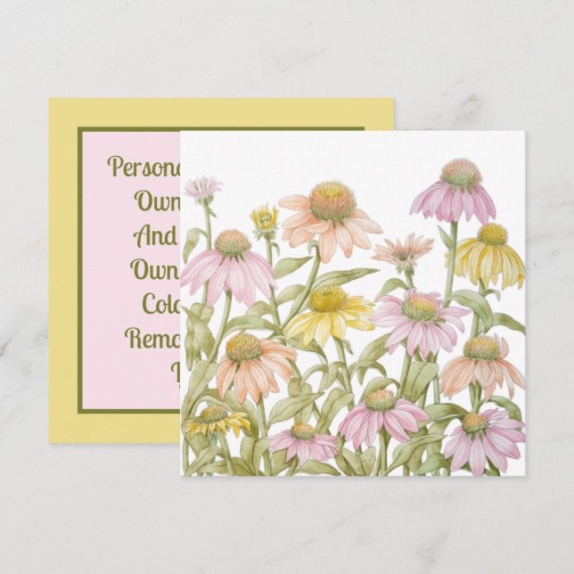 Coneflowers Watercolor Botanical Art Invitation (Front/Back)