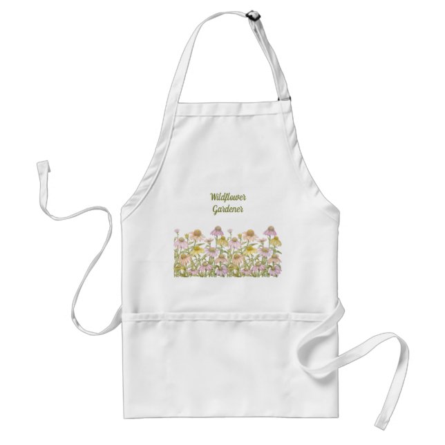 Coneflowers Watercolor Botanical Art Standard Apron (Front)