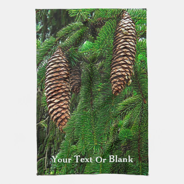 Cones And Needles Tea Towel (Vertical)