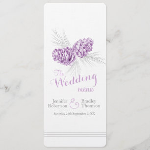 Cones purple grey winter wedding dinner menu