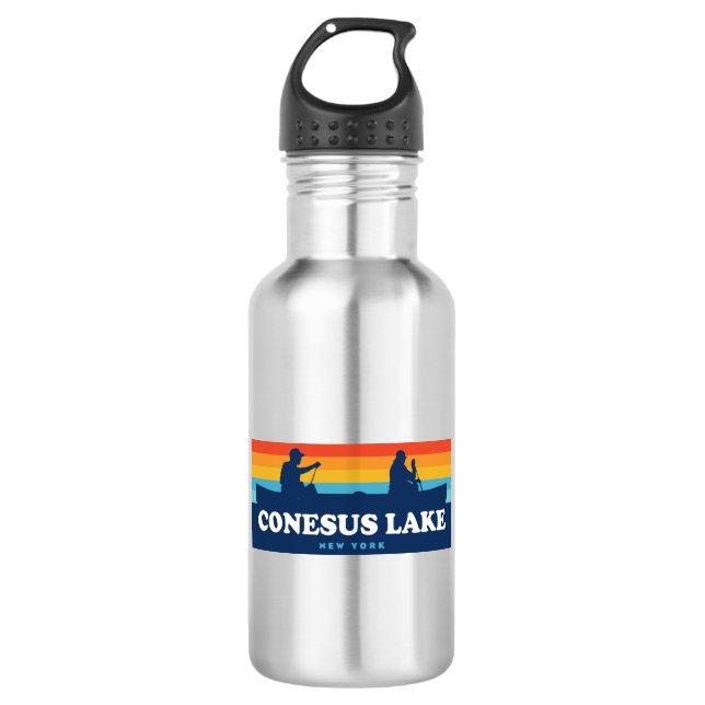 Conesus Lake New York Canoe 532 Ml Water Bottle (Front)