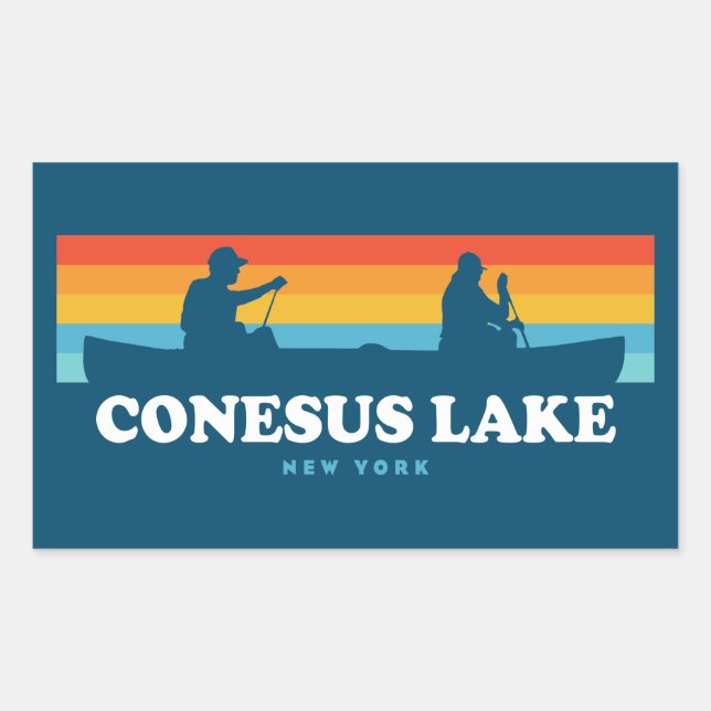 Conesus Lake New York Canoe Rectangular Sticker (Front)