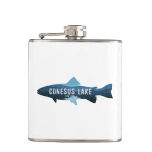 Conesus Lake New York Fish Hip Flask