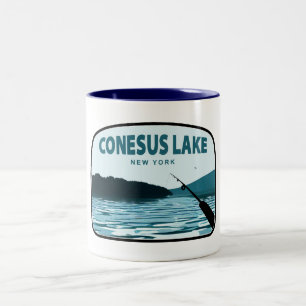 Conesus Lake New York Fishing Rod Two-Tone Coffee Mug