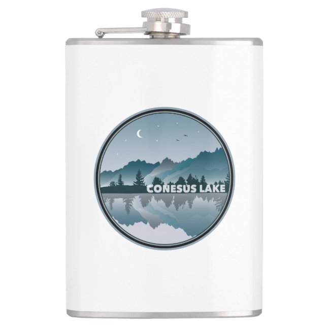 Conesus Lake New York Reflection Hip Flask (Front)