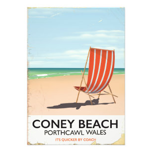 Coney Beach Porthcawl Wales travel poster