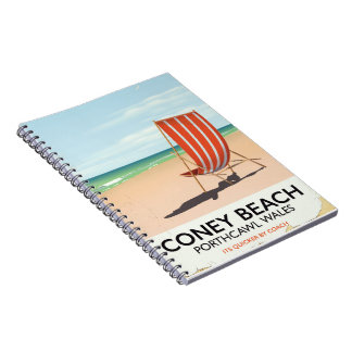 Coney Beach Porthcawl Wales travel poster Notebook