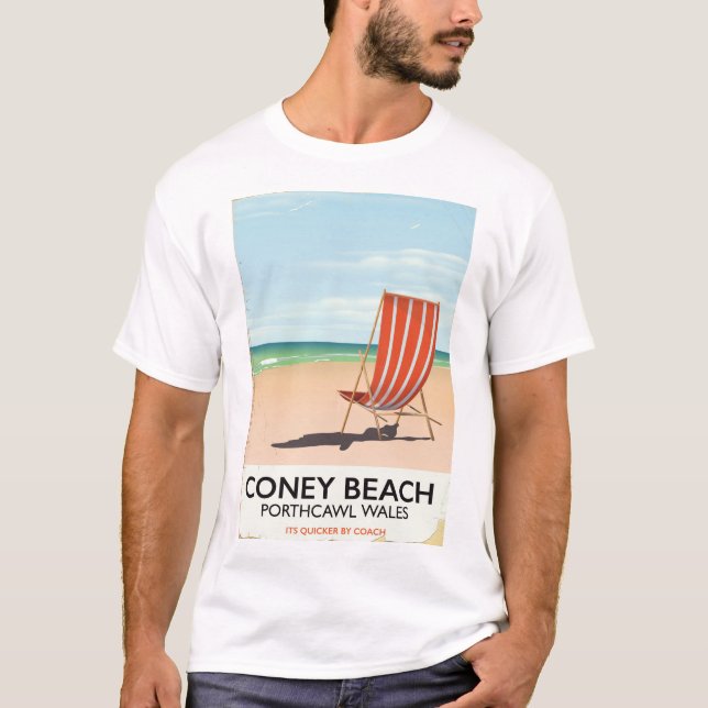 Coney Beach Porthcawl Wales travel poster T-Shirt (Front)