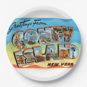 Coney Island #2 New York NY Old Travel Souvenir Paper Plate