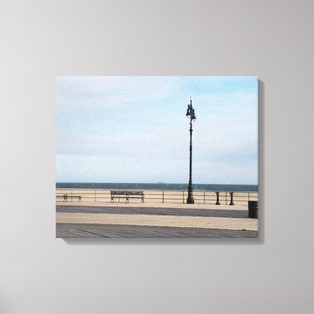 Coney Island Boardwalk in Winter Canvas Print (Front)
