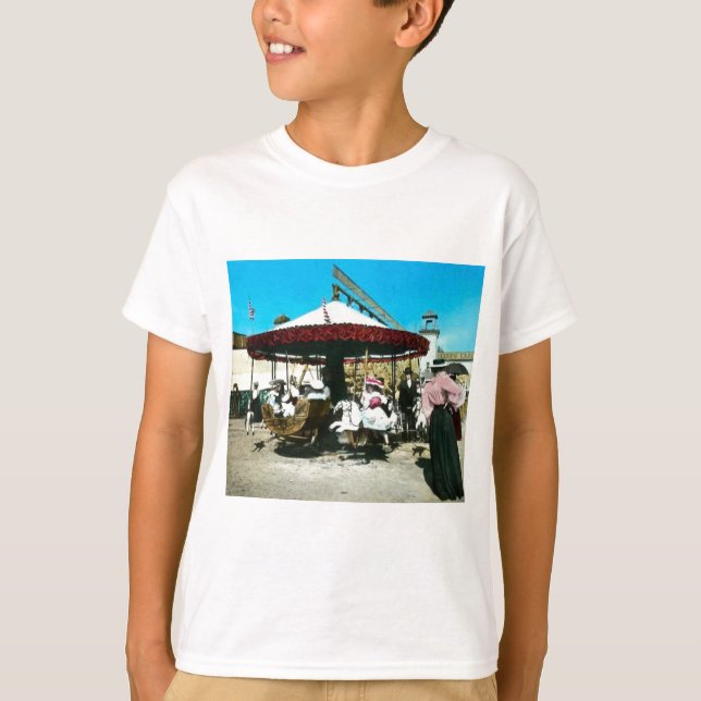 Coney Island Carousel 1890s Magic Lantern Slide T-Shirt (Front)