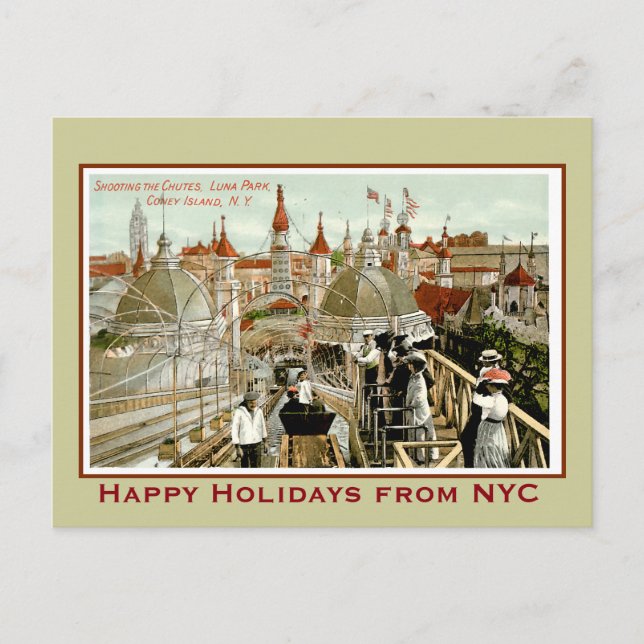 Coney Island Christmas Holiday Postcard (Front)