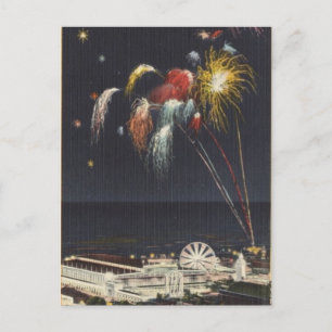 Coney Island Fireworks Postcard