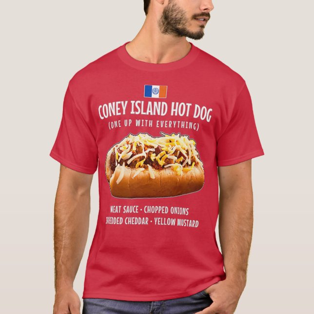 Coney Island Hot Dog Meat Sauce Onions Cheddar T-Shirt (Front)