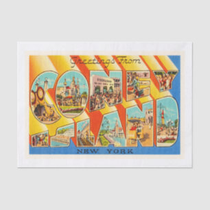 Coney Island New York NY Vintage Travel Souvenir Tissue Paper