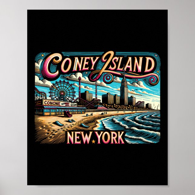 Coney Island New York Travel Summer Family Vacatio Poster (Front)
