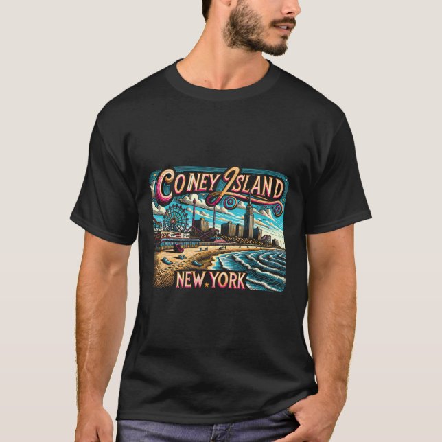 Coney Island New York Travel Summer Family Vacatio T-Shirt (Front)