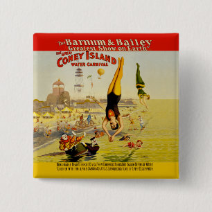 Coney Island Sideshow Poster 15 Cm Square Badge