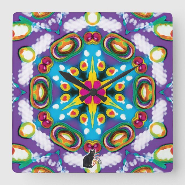 Confection Kaleidoscope Square Wall Clock (Front)