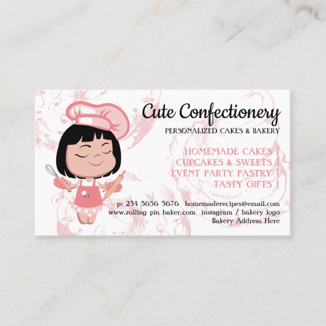 Confectionery Bakery cook recipe Chef Business Card (Front)