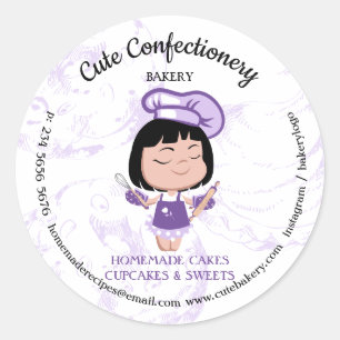 Confectionery Bakery cute Classic Round Sticker