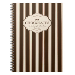 Confectionery & Coffee Shop   Brown Stripes Logo Notebook
