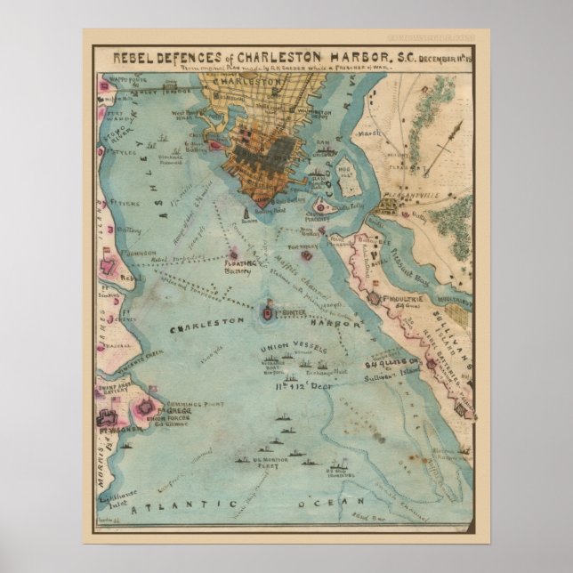 Confederate Defences of Charleston Harbour Poster (Front)