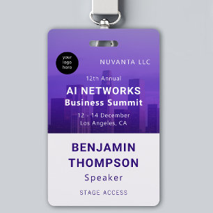 Conference Business Corporate Event Purple Photo ID Badge
