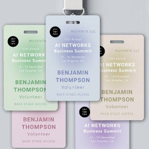 Conference Corporate  Business Event Logo Teal ID Badge