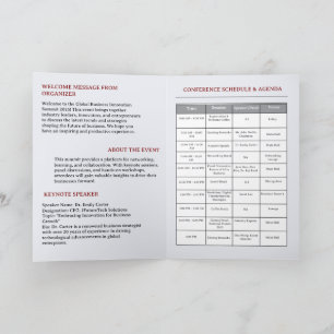 Conference Event or Business Meeting Schedule  Programme