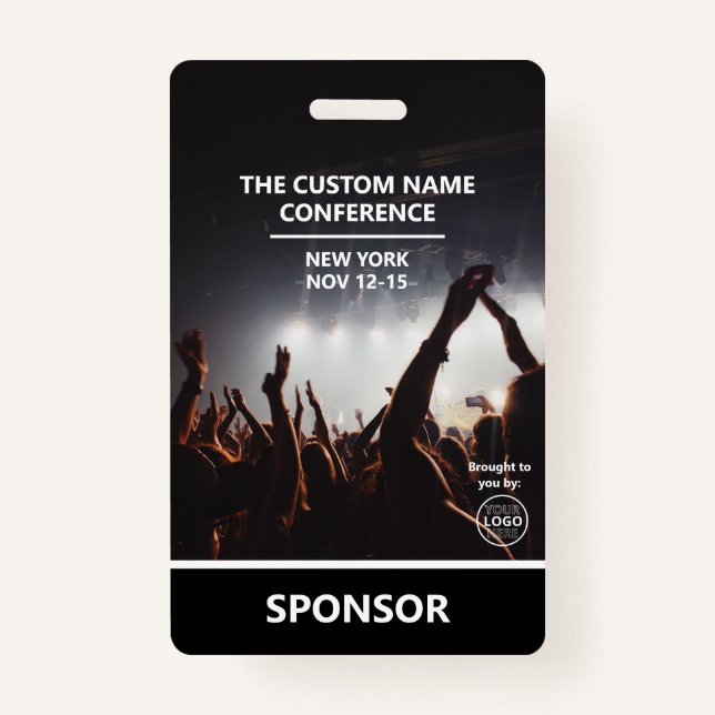 Conference Sponsor Access Pass QR Code Custom Logo ID Badge (Front)