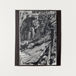 "Confess!", india ink drawing Tapestry