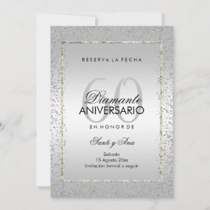 Confeti Plateado Elegante 60 Boda Save The Date
