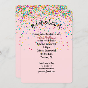 confetti 19th Birthday Party Invitation
